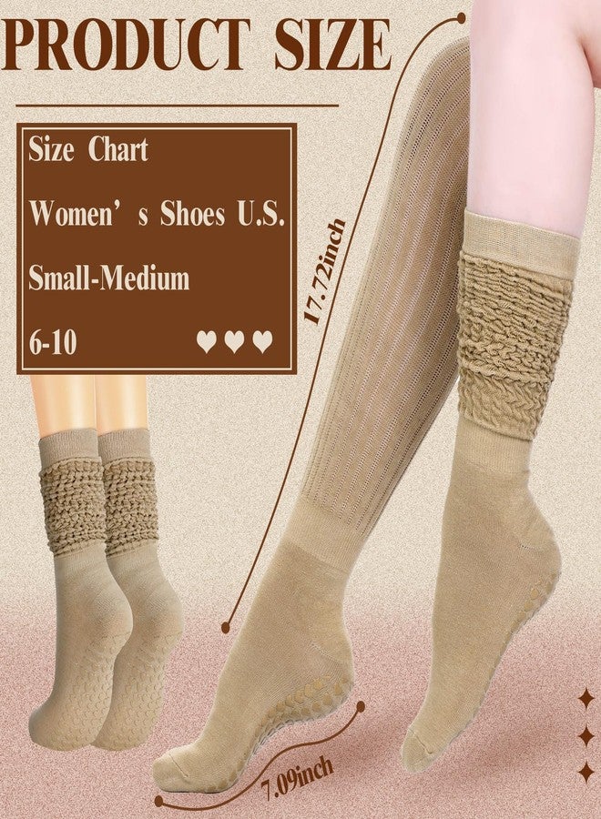 Maiteenly 8 Pairs Pilates Socks with Grips for Women Winter Non Slip Long Yoga Grippy Slouch Scrunch Slipper Socks Bulk for Women Warm Ladies Cozy Barefoot Barre Pregnant Hospital Workout Winter - Image 2